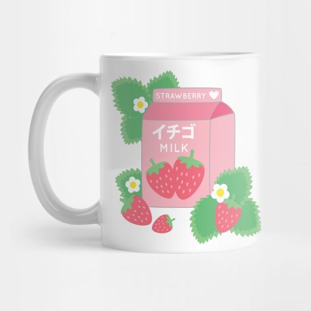 Strawberry Milk Kawaii Cute Strawberries Pink by CandyMoonDesign